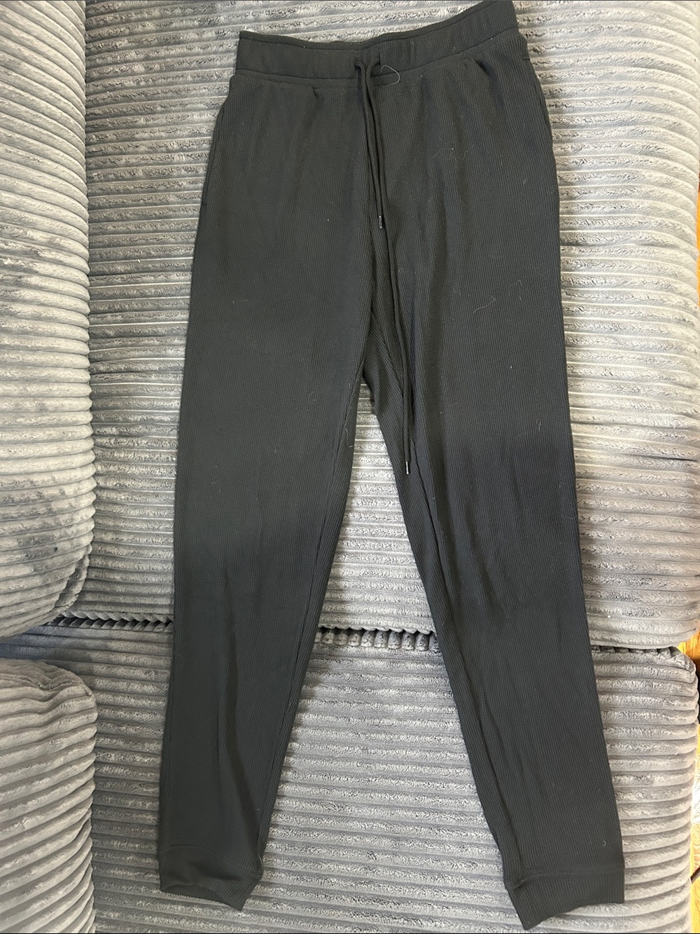 PINK Victoria's Secret Black Ribbed Drawstring Jogger Pants